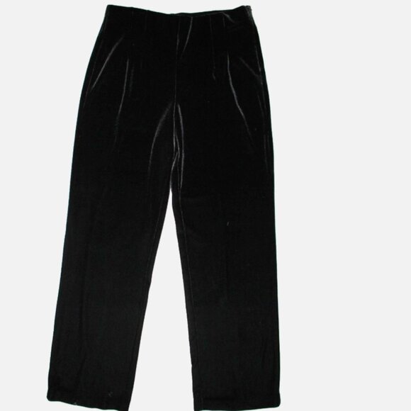 Black Wide Leg Velour Pants Side Zip Dress Barn 14 Vintage 90's Holiday Party - Picture 9 of 9